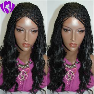 Nowy Styl Syntetyczny Naturalny Czarny Kolor Pleciony Koronki Przód Wig Box Splatanie Włosów Najwyższej Jakości Plakiet Braid Dla Kobiet