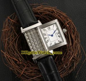 Flickvän Gift Reverso Q2668430 Schweizisk Quartz 2668430 White Dial Womens Watch Silver Case Leather Strap Fashion Lady Watches