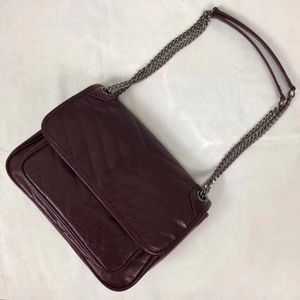Women leather shoulder bags Real Cow leather soft leather chain 28cm Medium Crossbody large volume multi-pockets