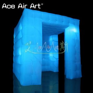 Full White Wedding Inflatable Photo Booth Background Cubic Air Selfie Cabinet Party Tent With Foldable Curtains