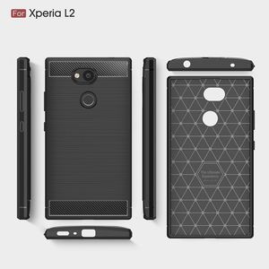 Mobilephone Fodraler för Sony Xperia L2 TPU Carbon Fiber Heavy Duty Case för Sony L2 Back Cover Gratis frakt