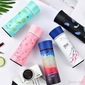 Garrafa de água de aço inoxidável portátil Flamingo Bebida de café Caneca Creative Preserve Calor Copo para Presente de Escritório de Escola 31JX FF