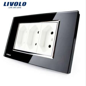 Wholesale white plug sockets resale online - Livolo Pins Socket mm mm A V White Black Wall Powerpoints Without Plug VL C3C3BIT Brazilian Italian Standard