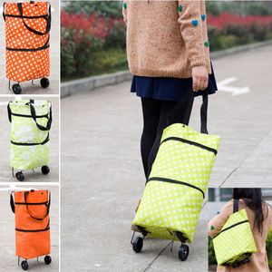 Foldable Shopping Trolley Bag Cart Rolling Wheel Home Grocery Storage Bag Handbag Tote Travel Organizer Bags HH7-1229