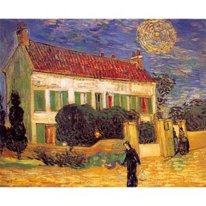 Wholesale white house paintings for sale - Group buy Vincent Van Gogh oil paintings White House at Night canvas Reproduction High quality hand painted