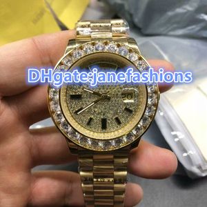 Golden diamond hot watches diamond bezel fashion scale golden stainless steel watch double calendar watches free shipping