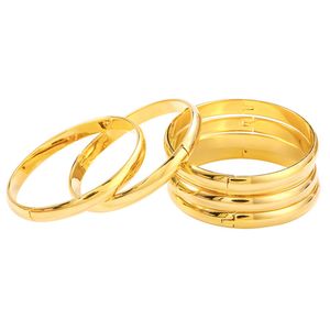 1 Pieces Smooth Bangle Plain Openable Bracelet 18k Yellow Gold Filled Classic Fashion Jewelry Gift Dia 6cm