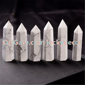 Nice 6.5cm-8,5 cm Natural White Polerish Turquoise Prism Wand Marmur Howlit Crystal Obelisk Point Punkt Uzdrowisko Healing Stone High Quality