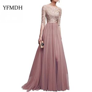 2018 New Elegant Full Sleeve Chiffon Lace Stitching Floor-length Women Party Prom Evening Red Long Dress Female Clothing Clothes