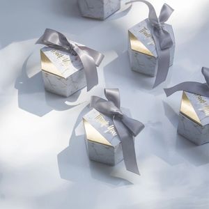 Diamant marmor stil godis box bröllop favoriserar och gåvor party levererar baby shower papper gåva chokladlådor för gäster