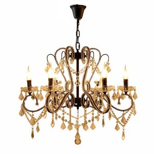 Ferro Cristal Pingente Iluminação E14 K9 Cristais Chandelier LightPara Sala de Estar Quarto Restaurante Porch Preto