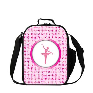 Cartoon Ballet Printing Students Meal Lunch Bag Women Portable Food Thermal Cooler Bags For Office Children Small Canvas Lunchbox For School