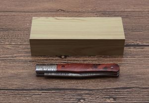 1Pcs Small Damascus Folding Knife VG10 Damascuss Steel Blade Rosewood Handle No Lock With Wood Box Package