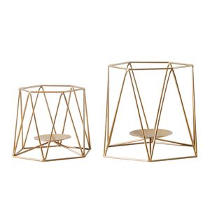 Geometrik Metal Mum Tutucu Modern Altın Demir Tealight Stand Nordic Sadelik Ev Dekor Düğün Yemek Etkinlikleri