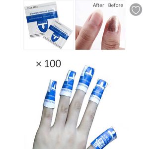 100 stycken Snabb nagellack Removerväskor Dispoible DIY Folie Manikyr Acetone Pads och Wipes Professional Nails Art and Salon Product