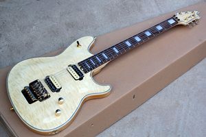 Chitarra elettrica con corpo giallo latte personalizzato in fabbrica con due pickup Humbucker aperti, tastiera in palissandro, hardware dorato, personalizzabile