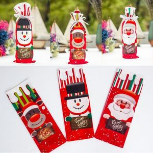 Copribottiglie di vino rosso di Natale Borse Babbo Natale Pupazzo di neve Ornamenti Decorazioni per la tavola per feste in casa Regali di Natale
