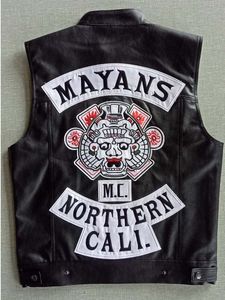 2018 Xmas Gift Mayans MC Motorcycle Punk Locomotive PU Leather Black Vest