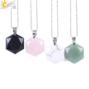 Wholesale jewelry facets for sale - Group buy CSJA Natural Stone Pendant Necklace Faceted Charms Jewelry Hollow Ethnic Buckle Drop Pendant Statement Necklaces All match Jewellery E643 B
