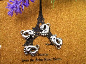 45pcs--Footprint Charms Antique Silver Tone So Cute Mother and Child foot pendants/charms 16x20mm
