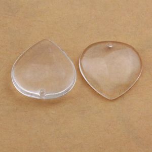 26MM Heart Beads With Hole Flat Back Clear Glass Cabochon Punched Tray Highly Transparent Jewelry Accessories 500Pcs Wholesale