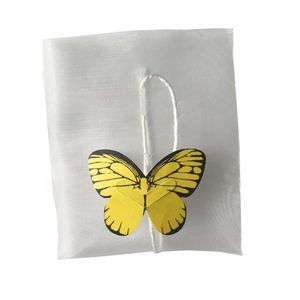 Empty Nylon Tea Bag With String Heat Seal Filter Paper Loose Tea Bags Infuser Strainer Butterfly Label 5.8*7cm ZA5984