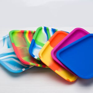 Bandejas de silicone de fumaça de cor misturada boa qualidade de boa qualidade prato de silicone recipiente de prato colorido