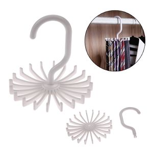 Plastic Rotating Tie Rack Hanger Holder 20 Hooks Clostet Clothing Rack Hanging Necktie Belt Shelves Wardrobe Organizer White c482