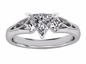 1 Diamond Trillion Cut Engagement Ring 우아한 파티 리얼 솔리드 14k 화이트 골드 크기 6 7 8 9 10