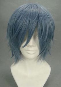 Parrucca cosplay parrucche capelli corti blu scuro da donna 32 cm