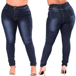 Skinny Jeans Tayt Kadınlar Yüksek Bel Pantolon Kadın Rahat Büyük Yard Kurşun Kalem Ince Kot Koyu Mavi Pantolon