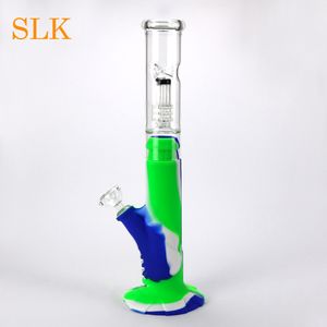 14 inch Hookah Tall Silicone Bongs Water Pipes Glass Bongs Herbal Dab Oil Rig Glass Smking Pipes Colorful