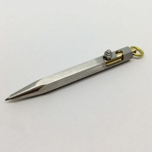 Canetas de esferográfica 1 pcs Mini arma artesanal em forma de caneta de aço inoxidável, pingente de metal de bolso portátil sólido