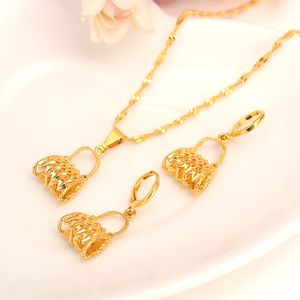 24 k Yellow Fine Gold Filled PNG Pendant Necklaces Women Papua New Guinea Bilum Jewelry earrings african women girls Gift