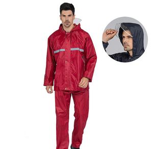 2 PC 새로운 패션 Unisex 등산 레인 코트 두꺼운 방수 비 코트 남자 캠핑 방수 레인 코트