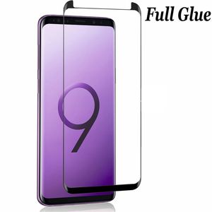 Fullt limthärdat glas för Samsung Galaxy S9 S9 + Not 9 8 S8 S8 + Plus S7 Edge S6 Edge 3D Curved Case Friendly Screen Protector Retail Box