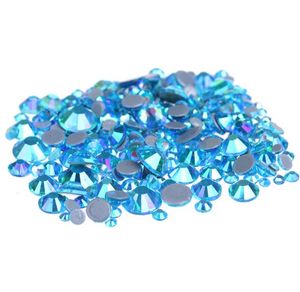 Hot Sale A++ Grade Quality Aquamarine AB Glass Crystals Strass Stones Hotfix Rhinestones For clothing Garment Accessorie M