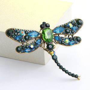 New Fashion Rhinestone Dragonfly Brosch Pin Dekorativa Kläder Tillbehör Animal Broscher Vintage Crystal Scarf Smycken Julklapp