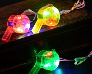 Lampeggiante LED Fischio Lampeggiante incandescente Whistles + Rainbow Collana Noise Maker Rock Natale Party Toy Regalo concerto fan atmosfera puntelli