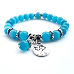 Bracciale elasticizzato in quarzo opale blu scuro con pietra naturale Bracciale con aromaterapia curativa albero della vita Gioielli da donna