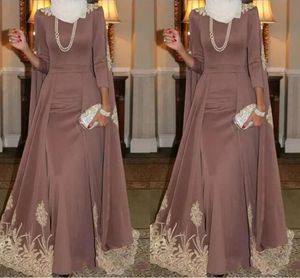 2019 Muslim High Neck Evening Dress A Line Gold Applique Holiday Wear Pageant Prom Party Gown Custom Made Plus Size