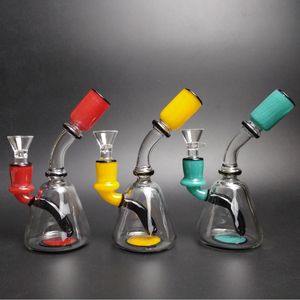 Glass Water Pipe small cute bong piece 5'' heady smoking pipe with 14mm male joint glass bong beaker base bong Little Waterpipe