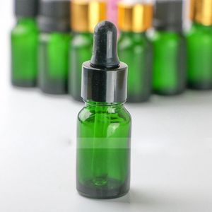 2019 Commercio all'ingrosso 768 Pz / lotto Bottiglie di pipetta per liquidi in vetro verde E Bottiglie per aromaterapia con contagocce da 10 ml Bottiglie per profumi di oli essenziali da 1 / 3 OZ