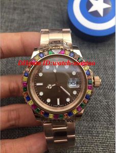 Relógios de luxo ARCO-ÍRIS Diamante 116695SATS NEW Rose Pulseira de Aço Inoxidável de Ouro Automático Moda Mens Watch Relógio De Pulso