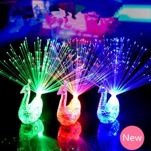 2018 Creative Peacock LED Finger Ring Lights Beams Party Nightclub Rings Optical Fiber Lamp Kids Halloween Party Supplies#KG01