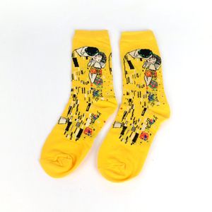 Male Socks Oil Funny Sock Gogh Mural World Famous Painting Series Fashion Retro Women New Personality Art Sock Man Summer