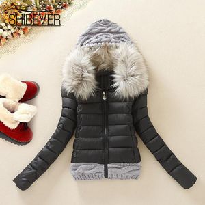 Autumn Winter Women Jacket Coat Knitting Cotton Padding Hooded Ladies Short Coat Sweaters bomber Jackets Female Outwear ZJT354 S18101204