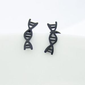 Everfast 10pairs/lot DNA Box Biology Molecule Earring Gold Gold Goldブラックステンレス鋼スタッド科学者ファッションジュエリーギフトT131