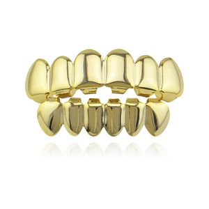 Hip Hop Gold Teeth Grillz Top & Bottom Grills Dental Mouth Punk Teeth Caps Cosplay Party Tooth Rapper Jewelry Gift Free Shipping