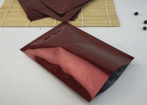 12x18 cm, 200 pçs / lote folha de alumínio vermelho saco de selo de calor plana, quente aberto sealable mylar chapeamento de armazenamento de bolsa de café simples de plástico, saco de alimentos
